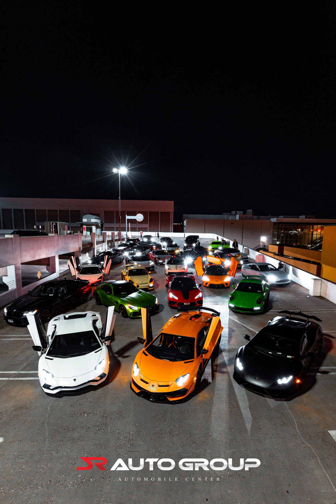 SR Auto Group nighttime sports car gathering